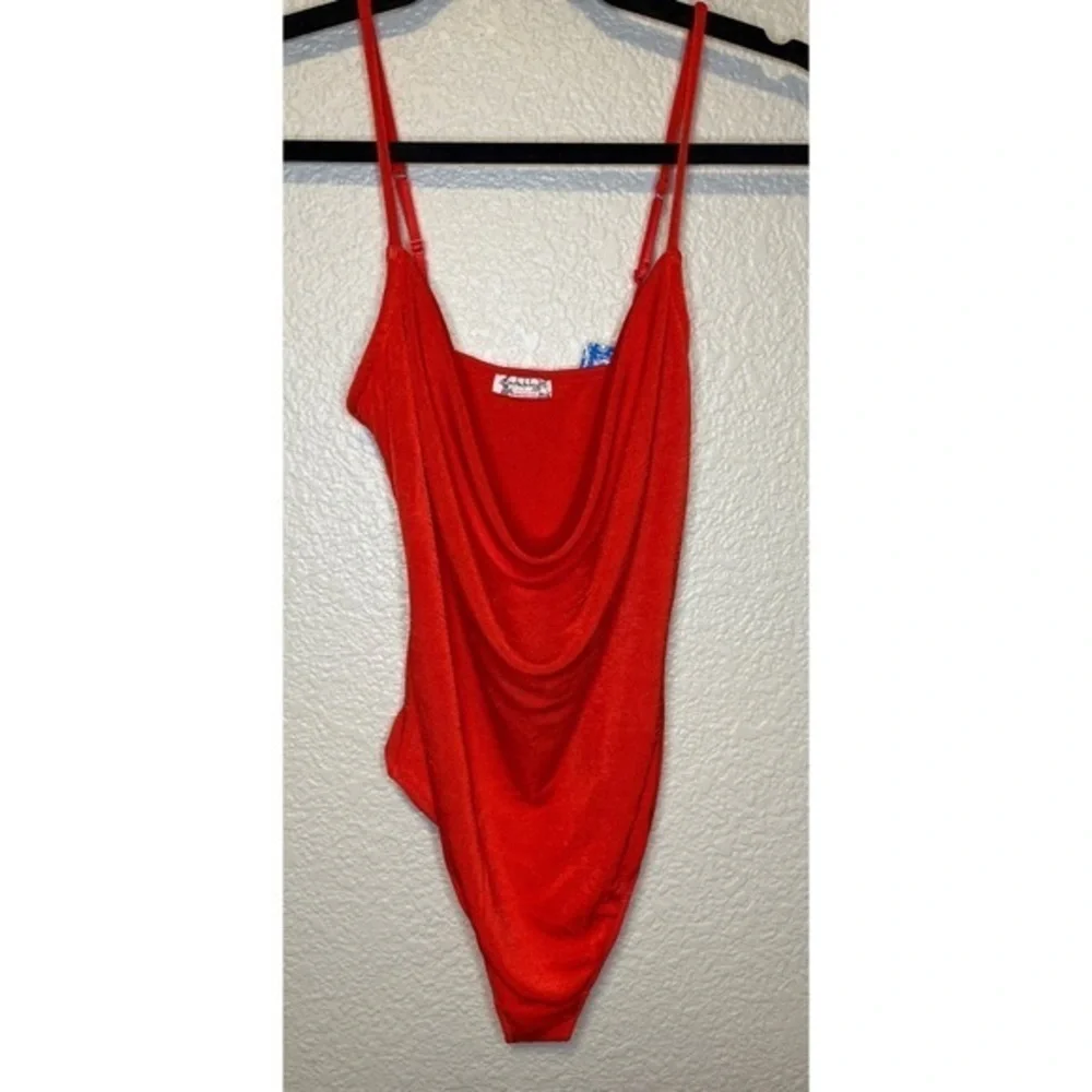 NWT Free People Intimately Cowl in the Club Red‎ Thong Bodysuit Medium